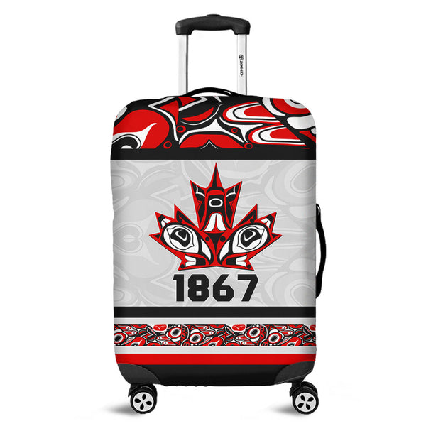 Canada Luggage Cover Haida Indigenous Maple Legacy 1867