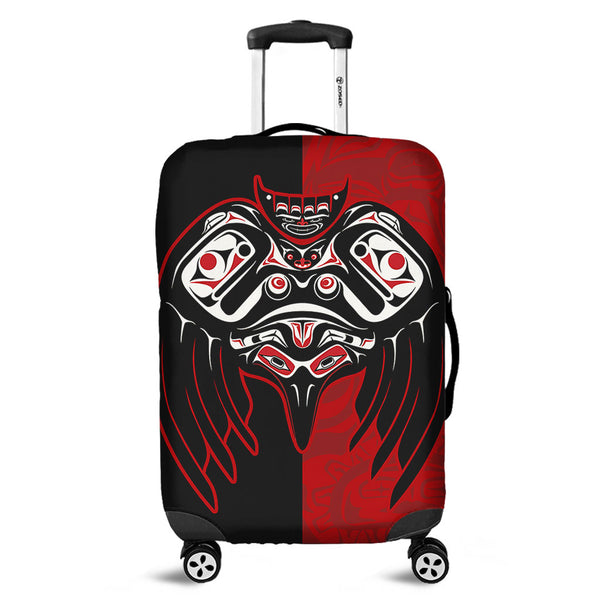 Canada Luggage Cover Red And Black Haida Raven Guardian