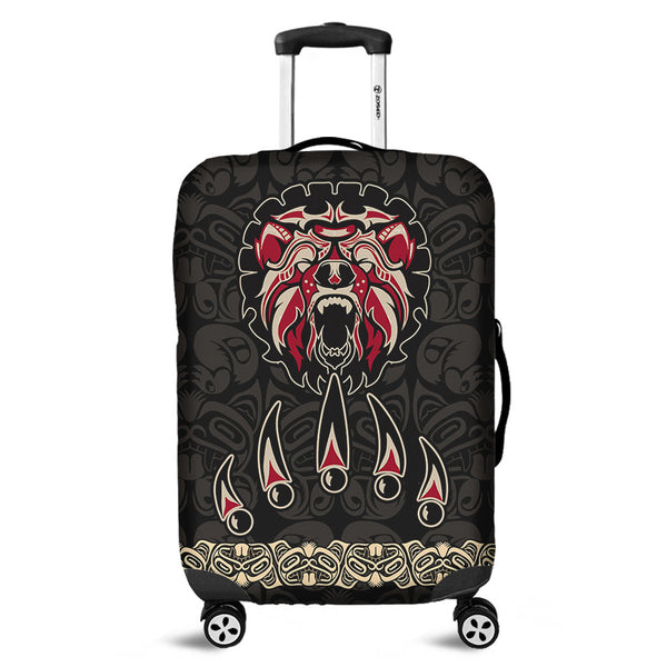 Canada Luggage Cover Haida Tribal Roaring Bear Pattern