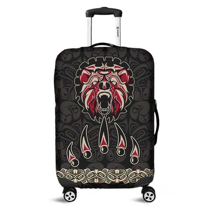 Canada Luggage Cover Haida Tribal Roaring Bear Pattern