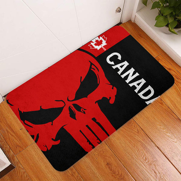 Canada Doormat Custom Crimson Skull Canada