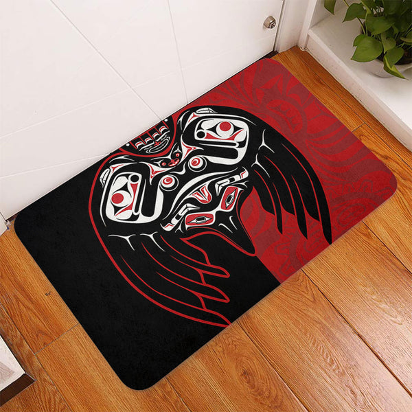 Canada Doormat Red And Black Haida Raven Guardian