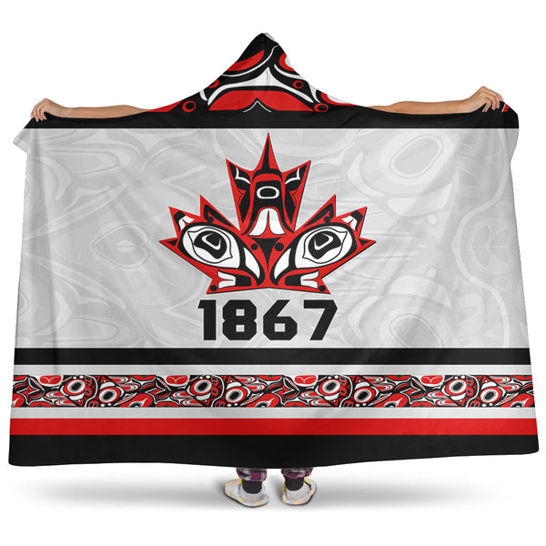 Canada Hooded Blanket Haida Indigenous Maple Legacy 1867