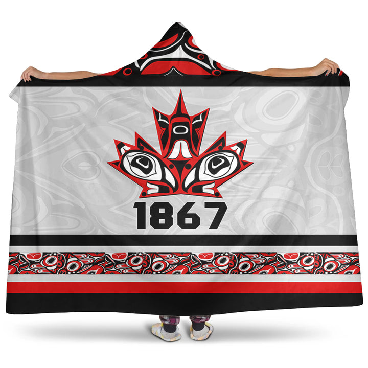 Canada Hooded Blanket Haida Indigenous Maple Legacy 1867