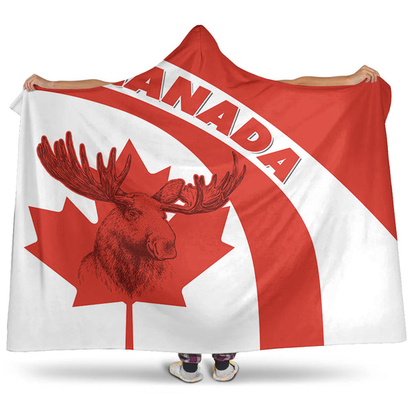 Canada Hooded Blanket Red & White Canadian Spirit