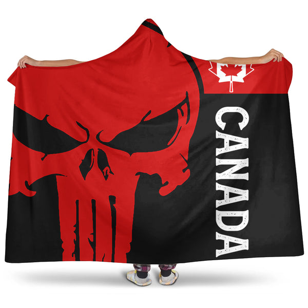 Canada Hooded Blanket Custom Crimson Skull Canada