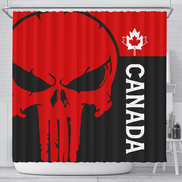 Canada Shower Curtain Custom Crimson Skull Canada