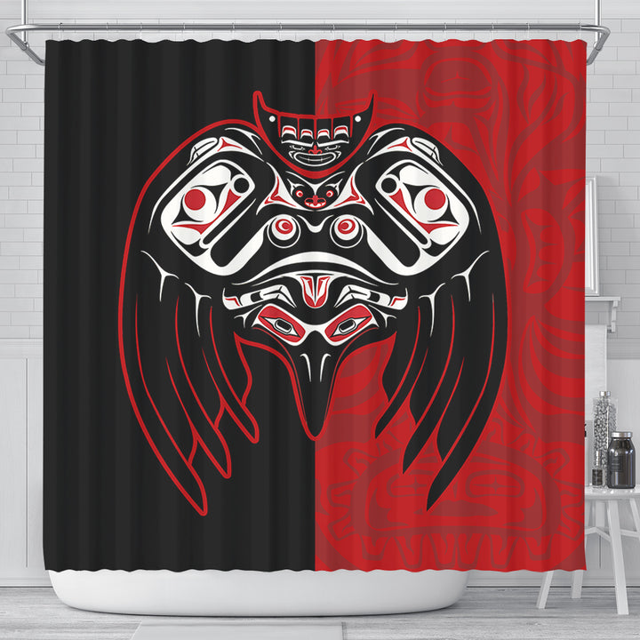 Canada Shower Curtain Red And Black Haida Raven Guardian