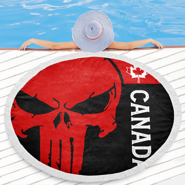 Canada Beach Blanket Custom Crimson Skull Canada