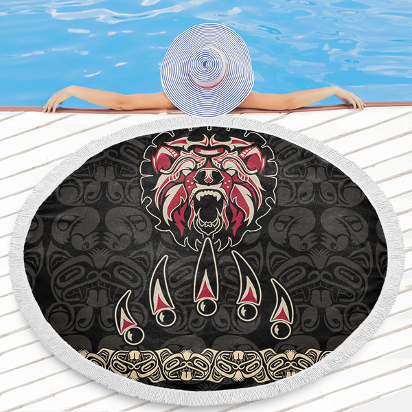 Canada Beach Blanket Haida Tribal Roaring Bear Pattern