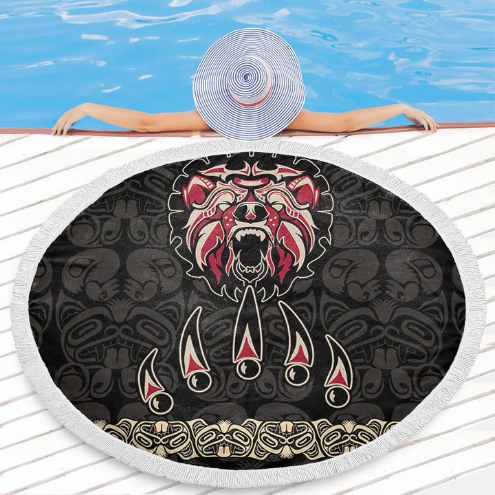 Canada Beach Blanket Haida Tribal Roaring Bear Pattern