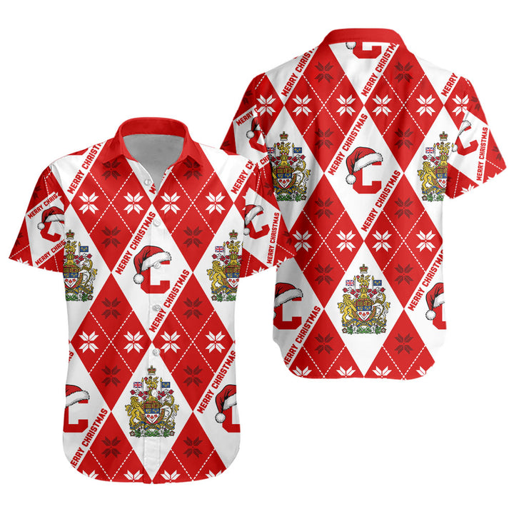 Canada Short Sleeve Shirt Christmas Argyle Pattern With Royal Crest