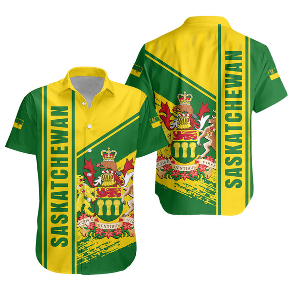 Saskatchewan Short Sleeve Shirt Heritage Strength Crest