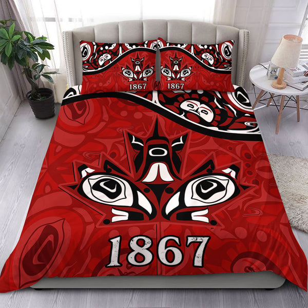 Canada Bedding Set Haida Indigenous Power 1867