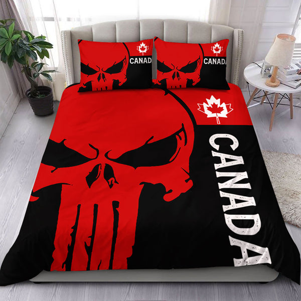 Canada Bedding Set Custom Crimson Skull Canada