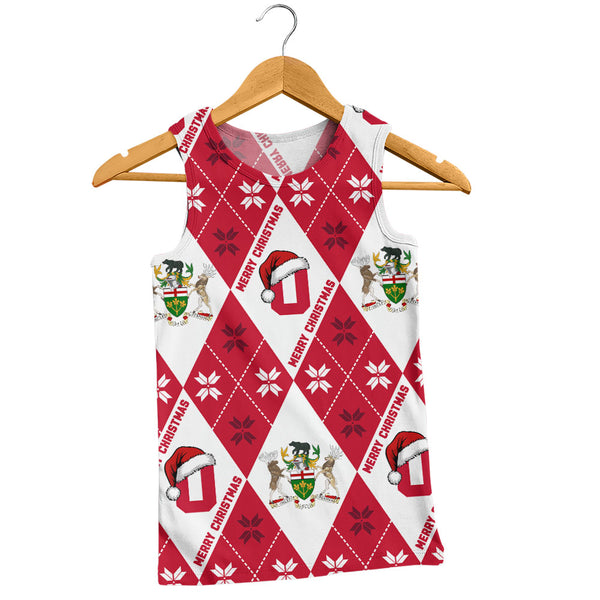 Ontario Tank Top Christmas Argyle Pattern With Royal Crest