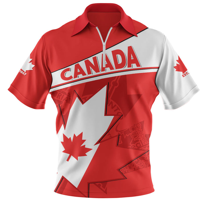Canada Zip Polo Shirt Maple Pride Bold Edition