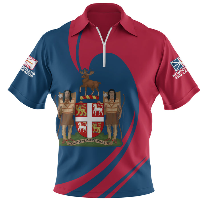 Newfoundland & Labrador Zip Polo Shirt Legacy Of The Noble Spirit