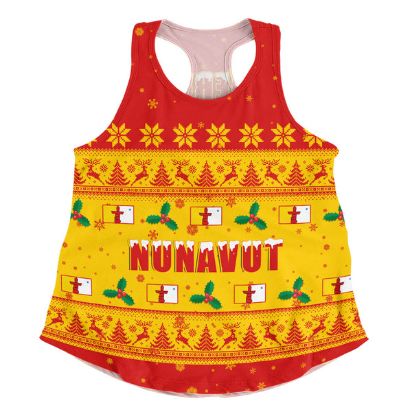 Nunavut Women Tank Christmas Knit Style Snowflake Reindeer