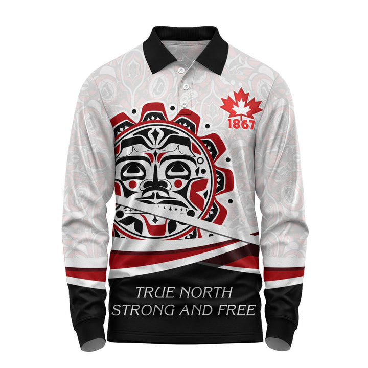 Canada Long Sleeve Polo Shirt Canada Sun Spirit 1867 True North Heritage