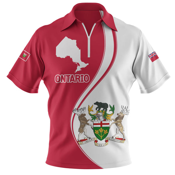 Ontario Zip Polo Shirt Canada Territories Pride