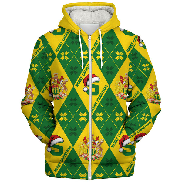 Saskatchewan Sherpa Hoodie Christmas Argyle Pattern With Royal Crest