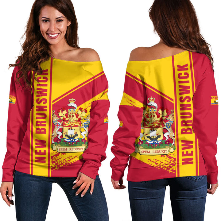 New Brunswick Off Shoulder Sweatshirt Heritage Strength Crest