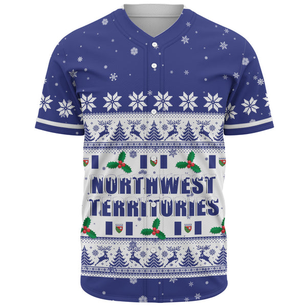 Northwest Territories Baseball Shirt Christmas Knit Style Snowflake Reindeer