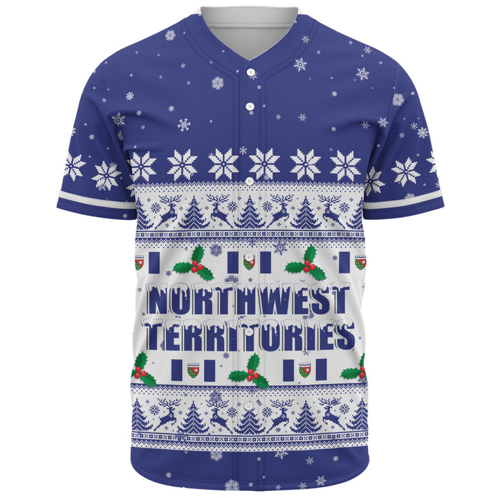 Northwest Territories Baseball Shirt Christmas Knit Style Snowflake Reindeer