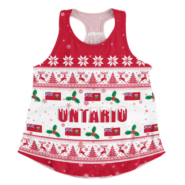 Ontario Women Tank Christmas Knit Style Snowflake Reindeer