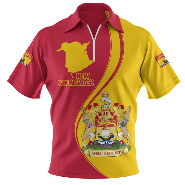 New Brunswick Zip Polo Shirt Canada Territories Pride