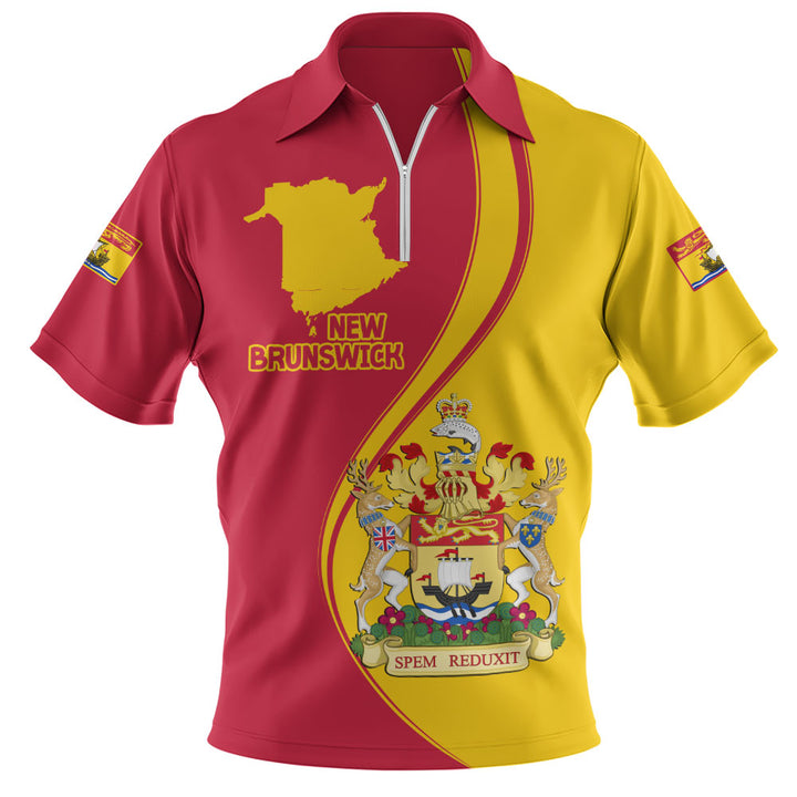 New Brunswick Zip Polo Shirt Canada Territories Pride