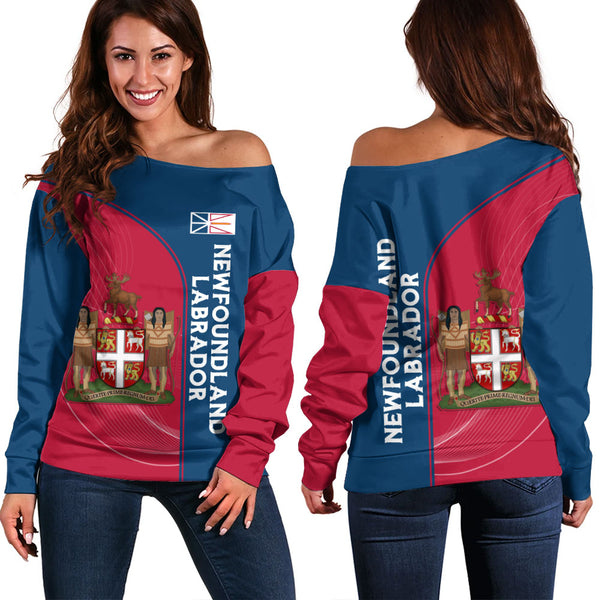 Newfoundland & Labrador Off Shoulder Sweatshirt Proud Provincial Heritage