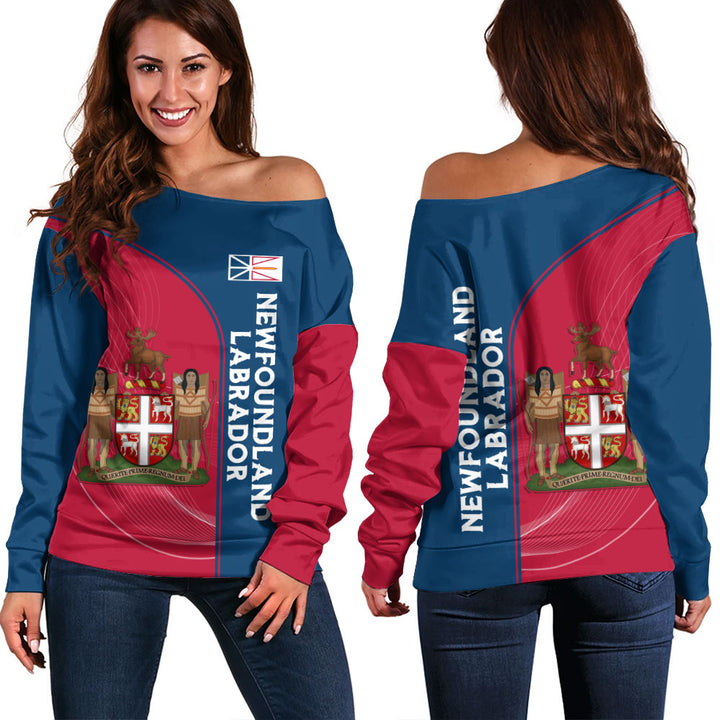 Newfoundland & Labrador Off Shoulder Sweatshirt Proud Provincial Heritage