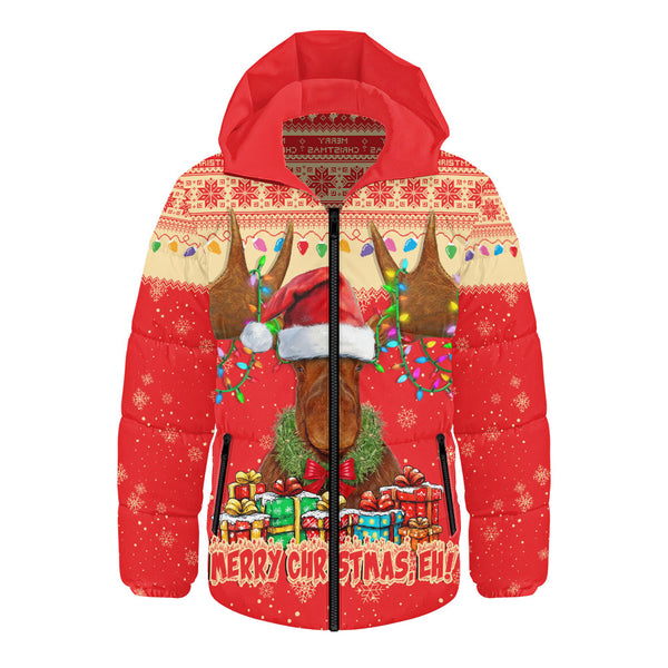 Canada Hooded Padded Jacket Xmas Moose Lights Celebration