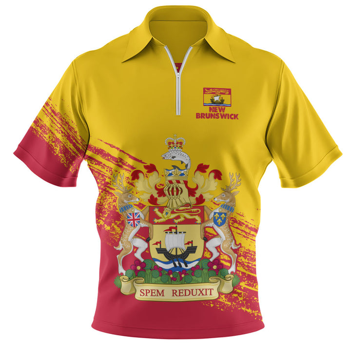 New Brunswick Zip Polo Shirt Pride Of The Provinces