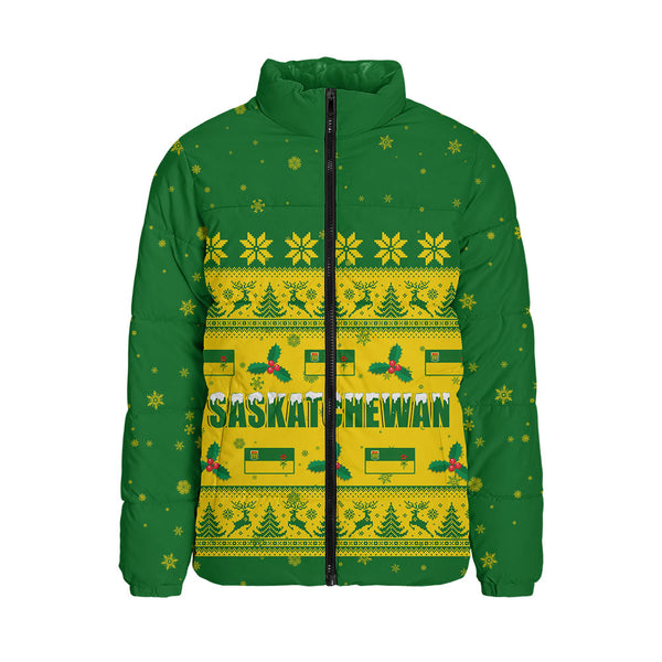 Saskatchewan Padded Jacket Christmas Knit Style Snowflake Reindeer