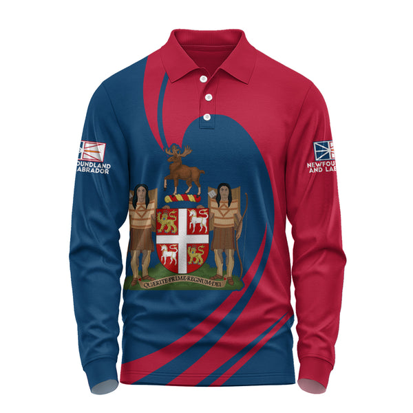 Newfoundland & Labrador Long Sleeve Polo Shirt Legacy Of The Noble Spirit