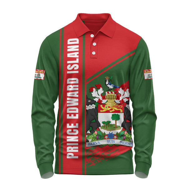 Prince Edward Island Long Sleeve Polo Shirt Heritage Strength Crest
