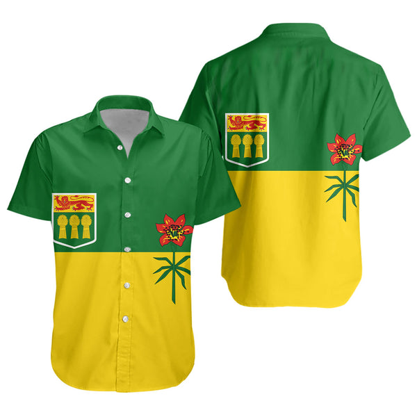 Saskatchewan Short Sleeve Shirt Flag Minimalist Pride Style