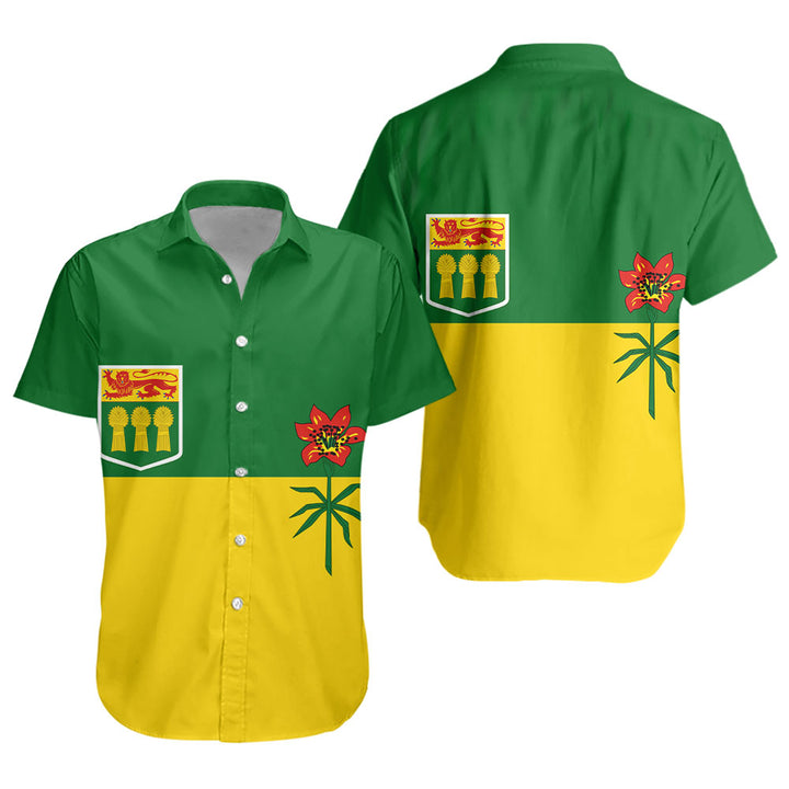 Saskatchewan Short Sleeve Shirt Flag Minimalist Pride Style