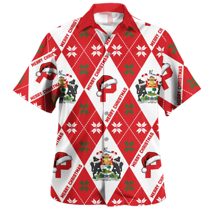 Prince Edward Island Bowling Shirt Christmas Argyle Pattern With Royal Crest