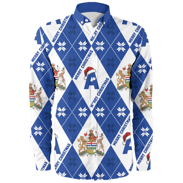 Alberta Long Sleeve Shirt Christmas Argyle Pattern With Royal Crest