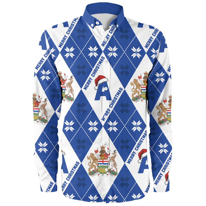 Alberta Long Sleeve Shirt Christmas Argyle Pattern With Royal Crest