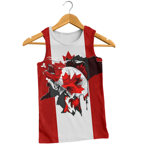 Canada Tank Top Born To Fish Proud To Be Canadian