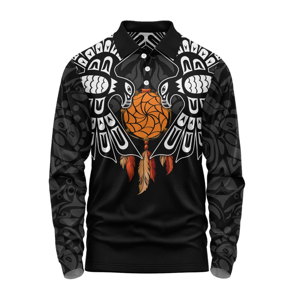 Canada Long Sleeve Polo Shirt Haida Guardians Of The Dream