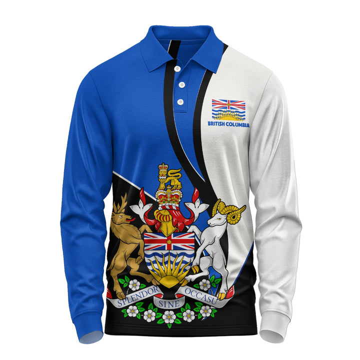 British Columbia Long Sleeve Polo Shirt Heritage Pride Of The North