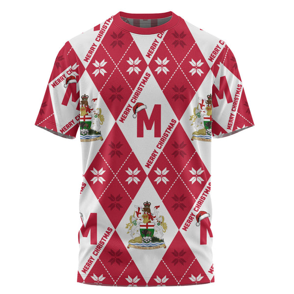 Manitoba T-Shirt Christmas Argyle Pattern With Royal Crest