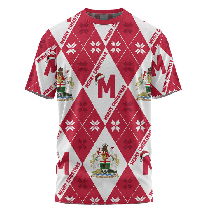 Manitoba T-Shirt Christmas Argyle Pattern With Royal Crest