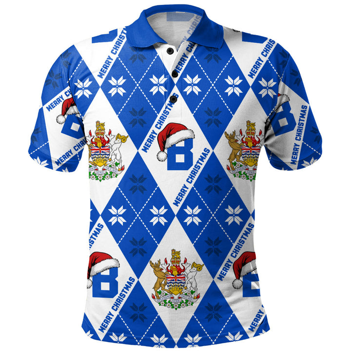 British Columbia Polo Shirt Christmas Argyle Pattern With Royal Crest